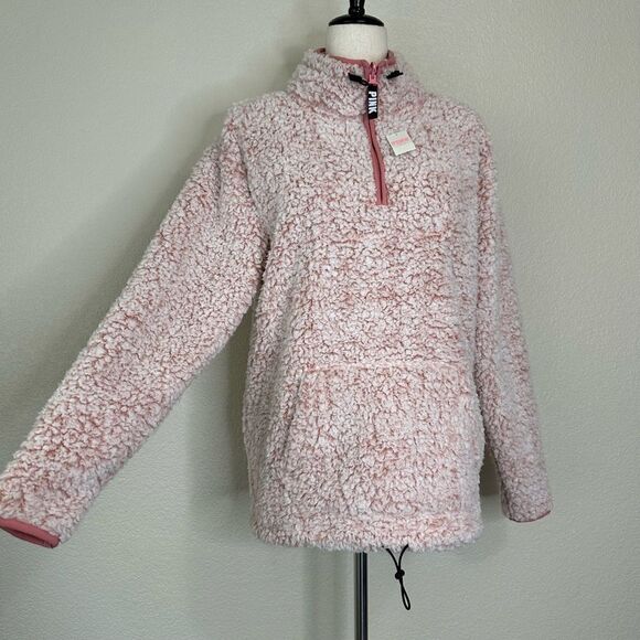 NWT Pink Victoria’s Secret Teddy Bear Quarter Zip Pull Over Sweatshirt - Picture 4 of 13